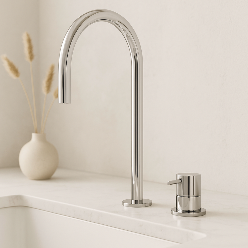 Grifo Waterevolution Flow de 2 orificios para lavabo cromado con caño bajo U 213mm T1122U01